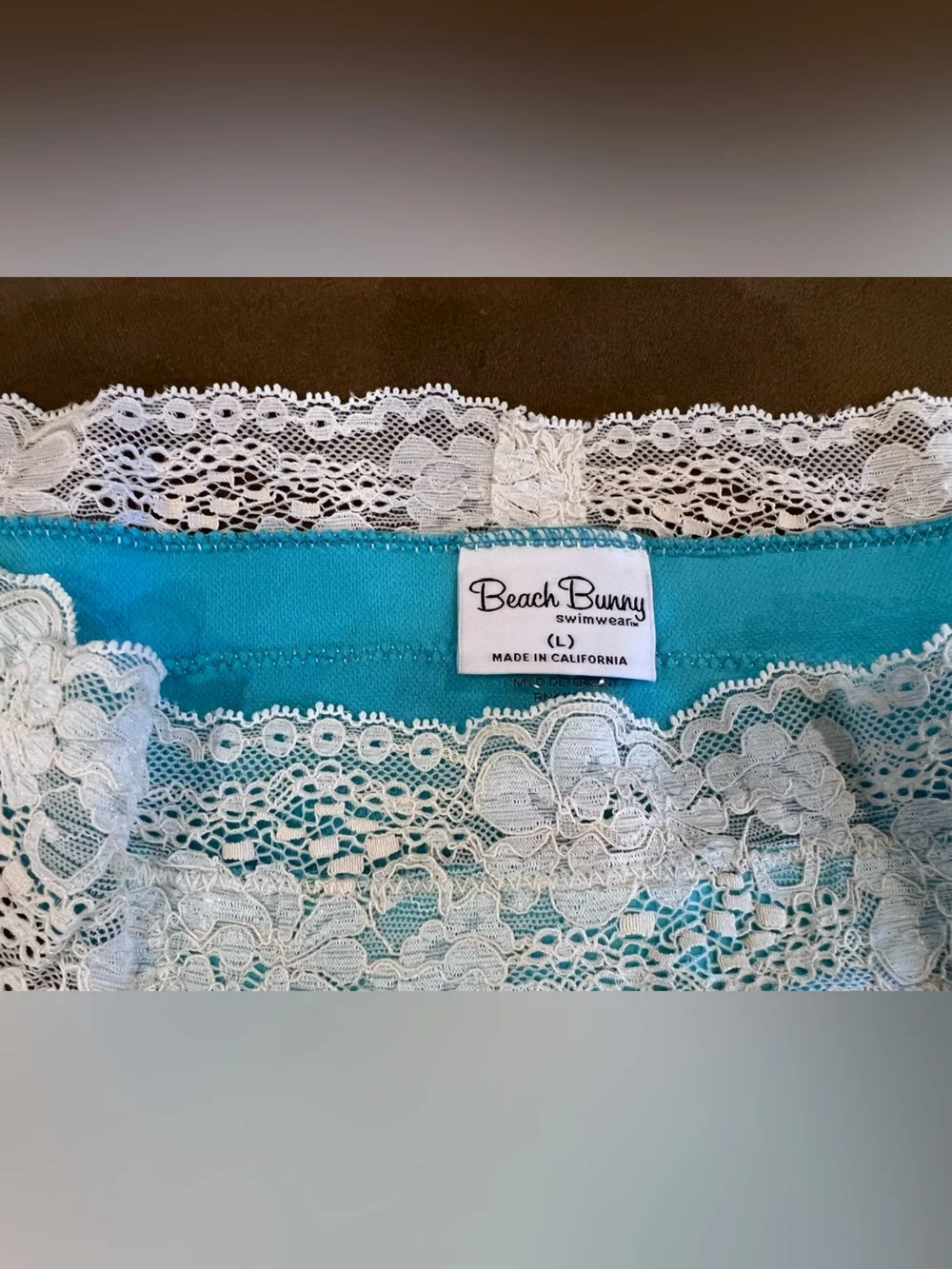 Beach Bunny Turquoise Lace-Trim Bikini Bottoms